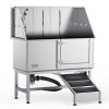 VEVOR 62" Pet Dog Bathing Station w/Ramp, Professional Stainless Steel Dog Grooming Tub w/ Soap Box, Faucet,Rich Accessory,Bathtub for Large,Medium