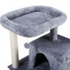 Double-layer cat Tree with cat house and ladder - light gray XH