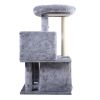 Double-layer cat Tree with cat house and ladder - light gray XH